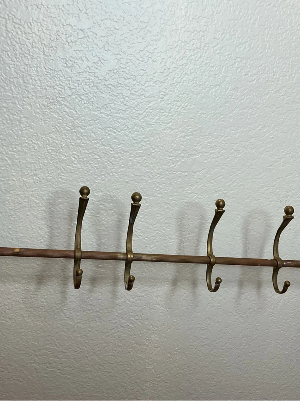 34” L Vintage Brass Horse Head Wall Hook Rack - Brown/Gold